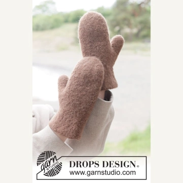 Kit DROPS Mănuși împâslite – Chestnut Cuddle