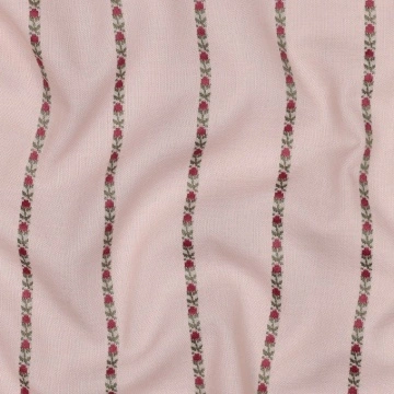Material Bumbac Jacquard Imprimat - Flower & Stripes Roz - Img 2