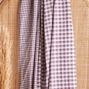 Material Bumbac Yarn Dyed cu Două Fețe Carouri Vichy - Off-White Divine Parma - Img 3