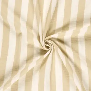 Material Muselină Imprimată Dungi Bej, 100% bumbac - Img 3