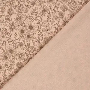 Material Muselină Imprimată Flori, 100% bumbac - Old Pink - Img 2