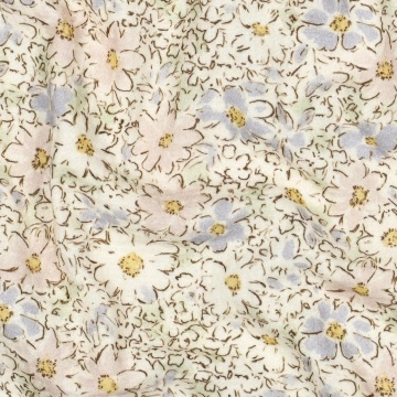Material Muselină Imprimată Flori Mint Green, 100% bumbac - Img 2