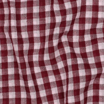 Material Muselină Yarn Dyed Dungi și Carouri, 100% bumbac - Burgundy