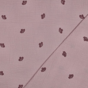 Muselină Brodata Flori - Mauve - Img 3