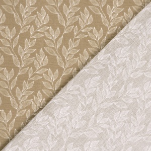 Muselină Imprimată Frunze - Beige - Img 4