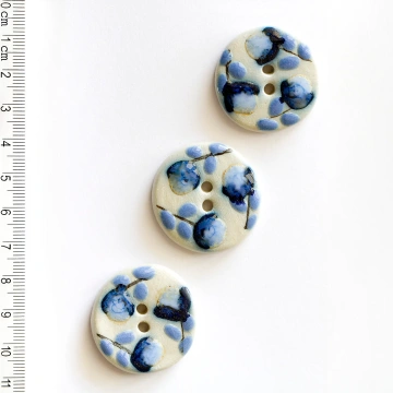 Nasturi Mari Flori Albastre Pictate - Incomparable Buttons