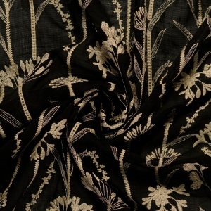 Poplin Brodat Flori de Camp - Negru - Img 2