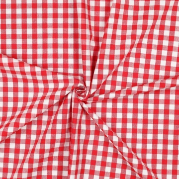 Poplin Imprimat Checks - Roșu - Img 3