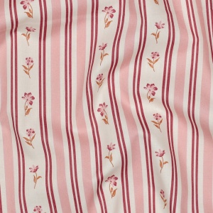 Poplin Premium Imprimat Dungi Si Flori - Pink - Img 2