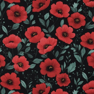 Poplin Premium Imprimat floricele- Black