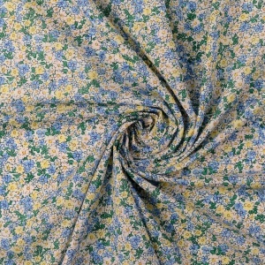 Voile Bumbac Flori - Light Blue