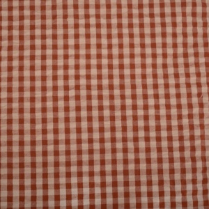 Bumbac gofrat Seersucker carouri Vichy - Peach & Cognac