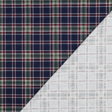 Flanel de bumbac în carouri - Navy și Alb - Img 4