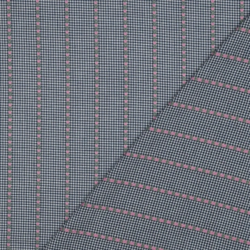 Material Bumbac Jacquard cu Flori - Albastru & Alb - Img 2