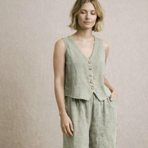 Material In Stonewashed (Slub) Verde - Dusty Green - Img 2