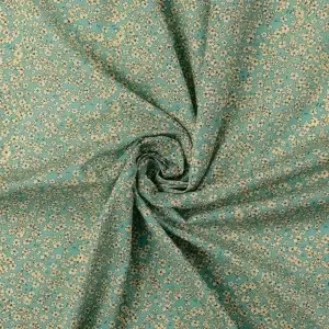 Material Voile Bumbac Flori - Turqoise