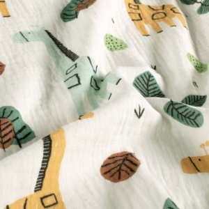 Muselină Imprimată Girafe - Off White