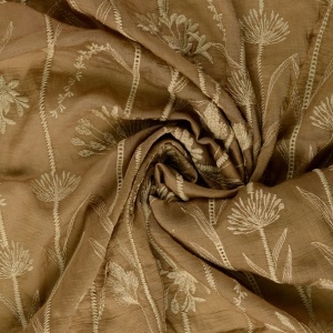 Poplin Brodat Flori de Camp - Camel - Img 2