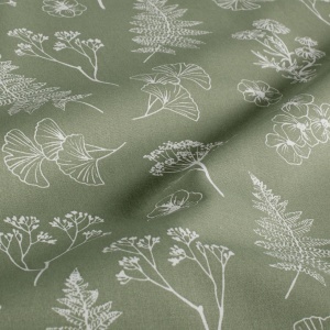 Poplin Imprimat floral - Olive Green