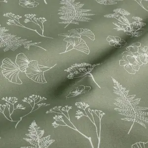 Poplin Imprimat floral - Olive Green