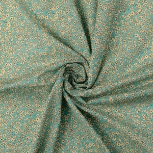 Voile Bumbac Flori - Turqoise