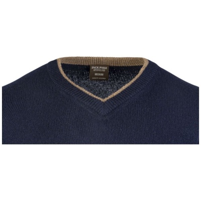 Jack Pyke Ashcombe Pulover 100% lână de miel cu decolteu V, culoare bleumarin - Img 5