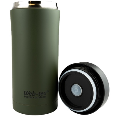 Termos Web-Tex Ammo Pouch Flask 330 ml, verde– oțel inoxidabil, compatibil PLCE - Img 2
