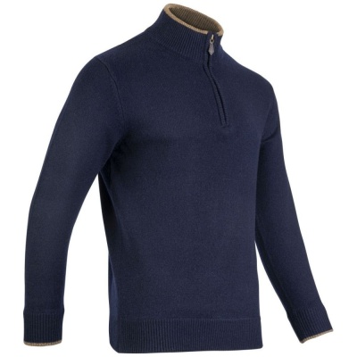 Jack Pyke Ashcombe Pulover 100% lână de miel cu fermoar, culoare bleumarin - Img 2