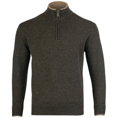 Jack Pyke Ashcombe Pulover 100% lână de miel cu fermoar, culoare oliv