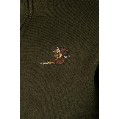 Pulover Jack Pyke cu Motiv Fazan și Semi-Fermoar – Olive Închis - Img 4