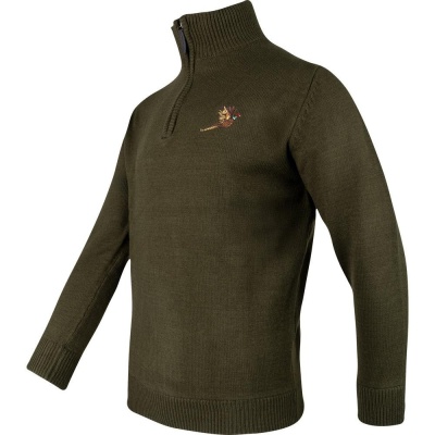 Pulover Jack Pyke cu Motiv Fazan și Semi-Fermoar – Olive Închis - Img 6