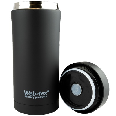 Termos Web-Tex Ammo Pouch Flask 330 ml, negru – oțel inoxidabil, compatibil PLCE - Img 2