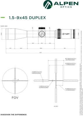 Luneta Alpen Optics Apex XP 1,5-9x45 Duplex illuminat - Img 5