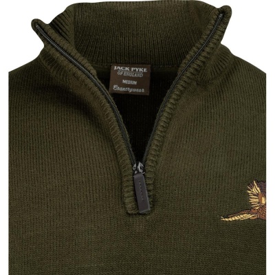 Pulover Jack Pyke cu Motiv Fazan și Semi-Fermoar – Olive Închis - Img 5