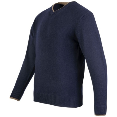 Jack Pyke Ashcombe Pulover 100% lână de miel cu decolteu V, culoare bleumarin - Img 4