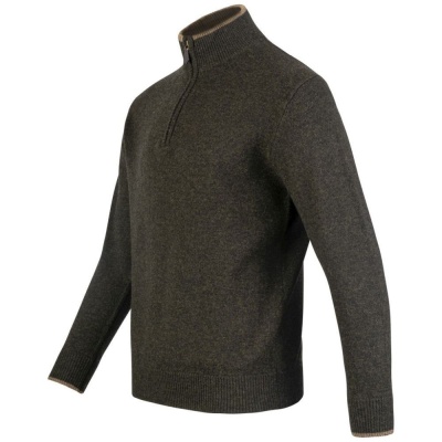 Jack Pyke Ashcombe Pulover 100% lână de miel cu fermoar, culoare oliv - Img 3