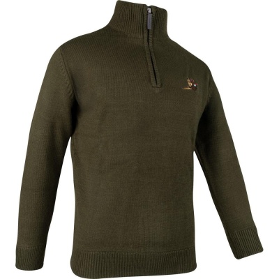 Pulover Jack Pyke cu Motiv Fazan și Semi-Fermoar – Olive Închis - Img 2
