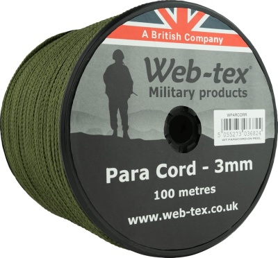 Web-Tex cordelina paracord, 3 mm, 100 m, verde - Img 3