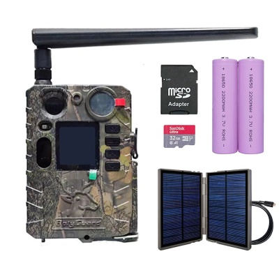 Set cameră de vânătoare Boly Guard BG410-M(S) 4G cu trimitere prin e-mail și funcție cloud, complet cu panou solar.