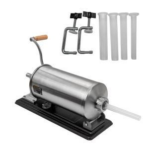 Aparat manual de facut carnati ROTOR RY-2010PA, orizontal, 5,5 kg, cuva rabatabila din inox alimentar, 4 palnii, fixare pe masa cu cleme