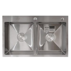 Chiuvetă de bucătărie dublă din inox alimentar BH7849DS BÖHM Satin 780x490x215 mm - Img 2