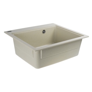 Chiuvetă din compozit de granit pentru bucătărie ELEFANT PREMIUM 5852 VESTA Nisip bej 580 x 518 mm - Img 5