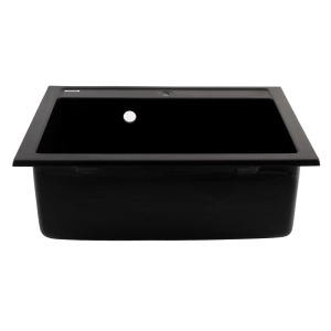 FCB-5949PBM/1, Chiuveta de bucatarie din granit cu o cuva, seria PRIZMA, Black/Metallic, 590x495x200 mm, FLOW - Img 2