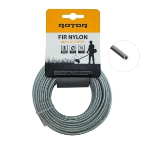 Fir nylon cu inserție oțel, profil rotund 3 mm x 15 m pentru motocoasă ROTOR