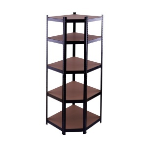Raft de colț negru 70x45x180 cm pentru depozitare ROTOR