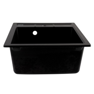 FCB-4651BBM/1, Chiuveta de bucatarie din granit cu o cuva, seria BRICK, Black/Metallic, 460x515x200 mm, FLOW - Img 2
