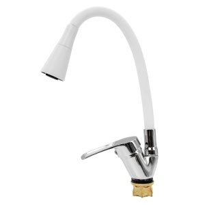FL XI-CW452ZW, Baterie bucatarie cu pipa flexibila 2 functii, zinc, alb, FLOW - Img 2