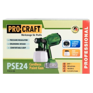 Pistol de vopsit pe acumulator PROCRAFT PSE24, 20V, 1000 ml, debit 380 ml/min, ACUMULATORUL NU ESTE INCLUS - Img 10