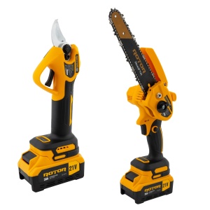 Set mini fierastrau CS1 si Foarfeca de gradina GS1 pe acumulator ROTOR, 500 W,600 W 4500 rot/min, 21 V 3 Ah - Img 1
