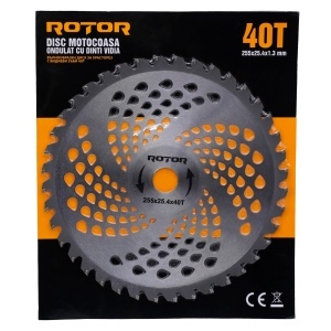 Disc motocoasă 40T ondulat cu Vidia 255x25,4x1,3 mm ROTOR - Img 2